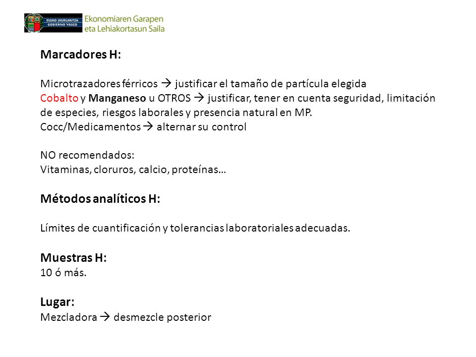 Marcadores H: Métodos analíticos H: Muestras H: Lugar: