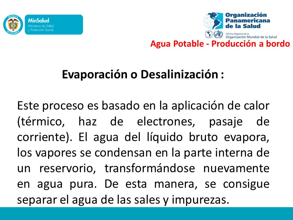 Evaporación o Desalinización :