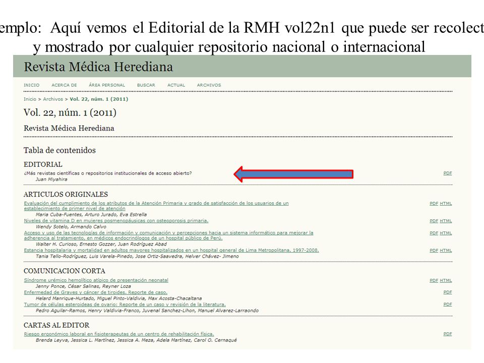 y mostrado por cualquier repositorio nacional o internacional