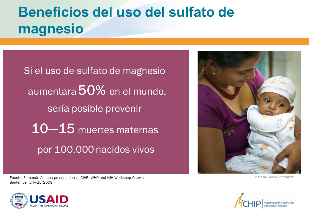 10—15 muertes maternas Beneficios del uso del sulfato de magnesio