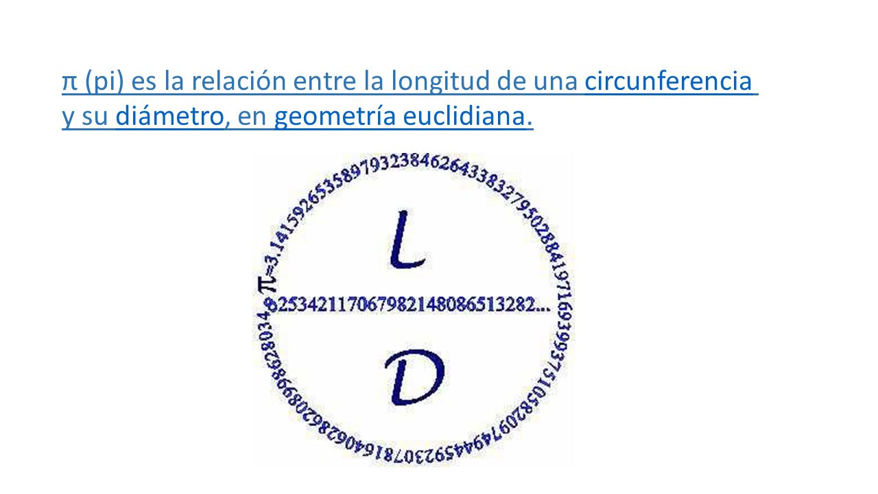 π (pi) es la relación entre la longitud de una circunferencia