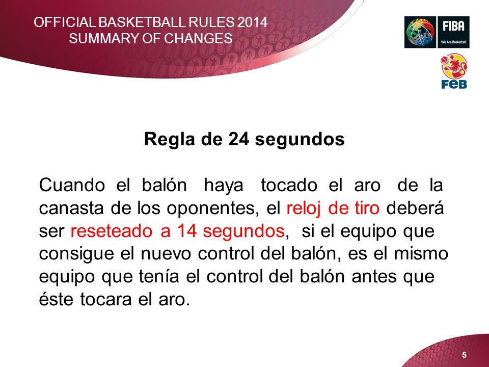Official Basketball Rules 2014 Summary of Changes