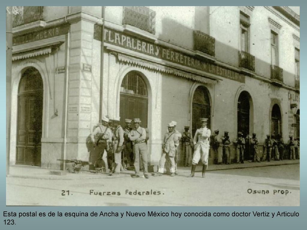 Esta postal es de la esquina de Ancha y Nuevo México hoy conocida como doctor Vertiz y Articulo 123.