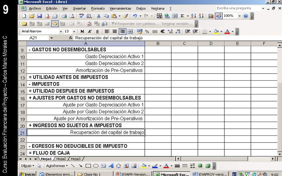 9 Curso: Evaluación Financiera del Proyecto – Carlos Mario Morales C