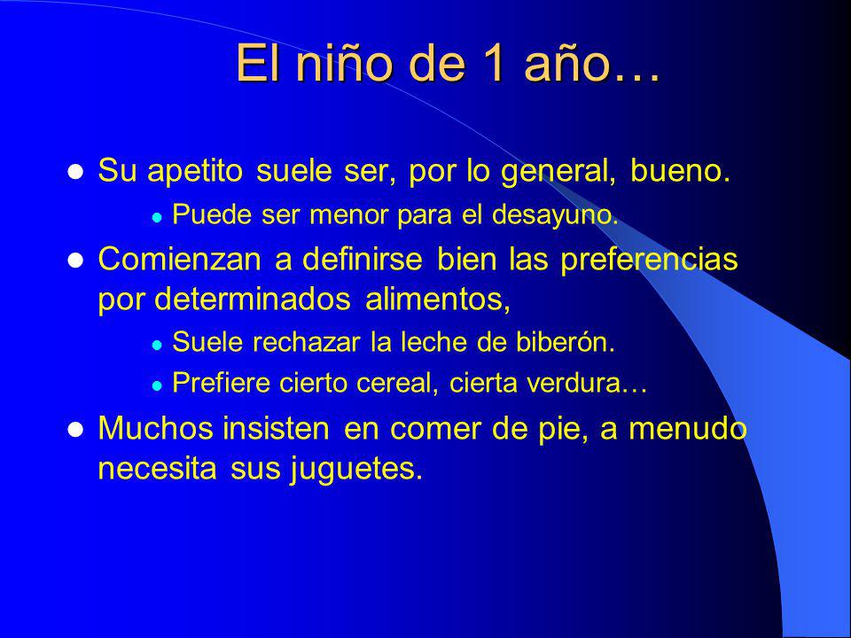 El niño de 1 año… Su apetito suele ser, por lo general, bueno.