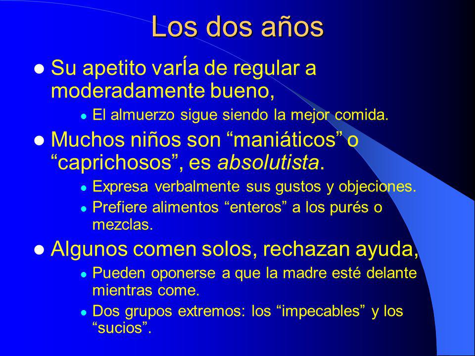 Los dos años Su apetito varÍa de regular a moderadamente bueno,