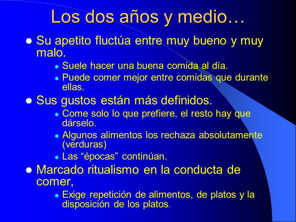 Los dos años y medio… Su apetito fluctúa entre muy bueno y muy malo.