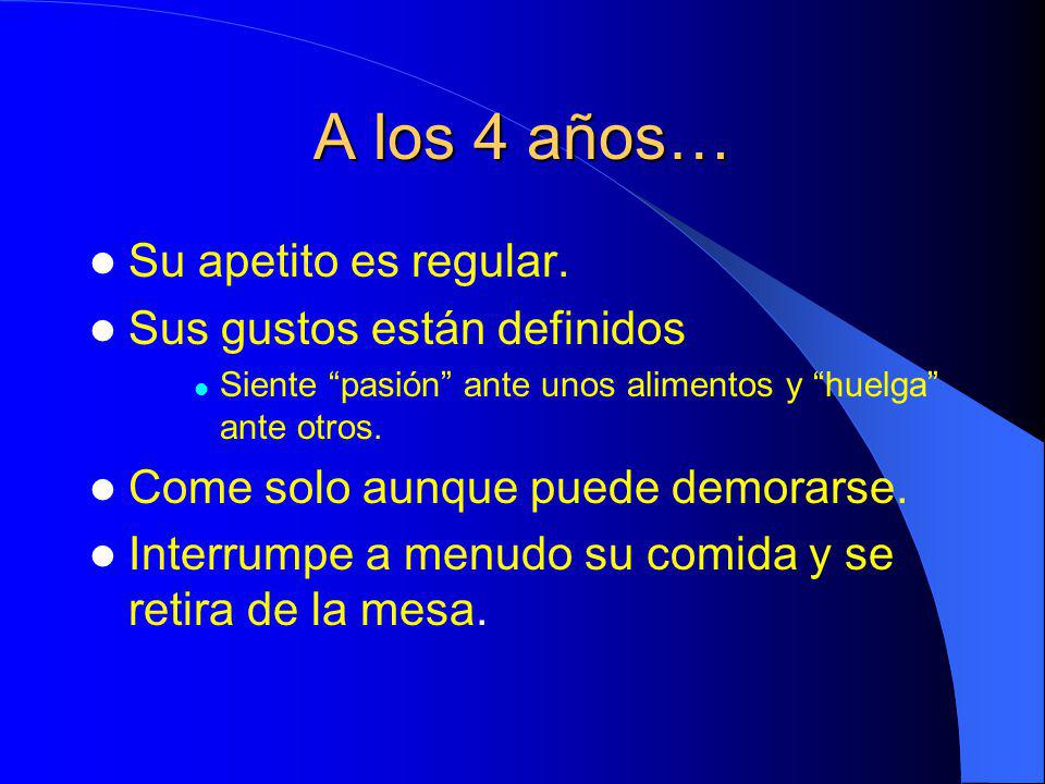 A los 4 años… Su apetito es regular. Sus gustos están definidos