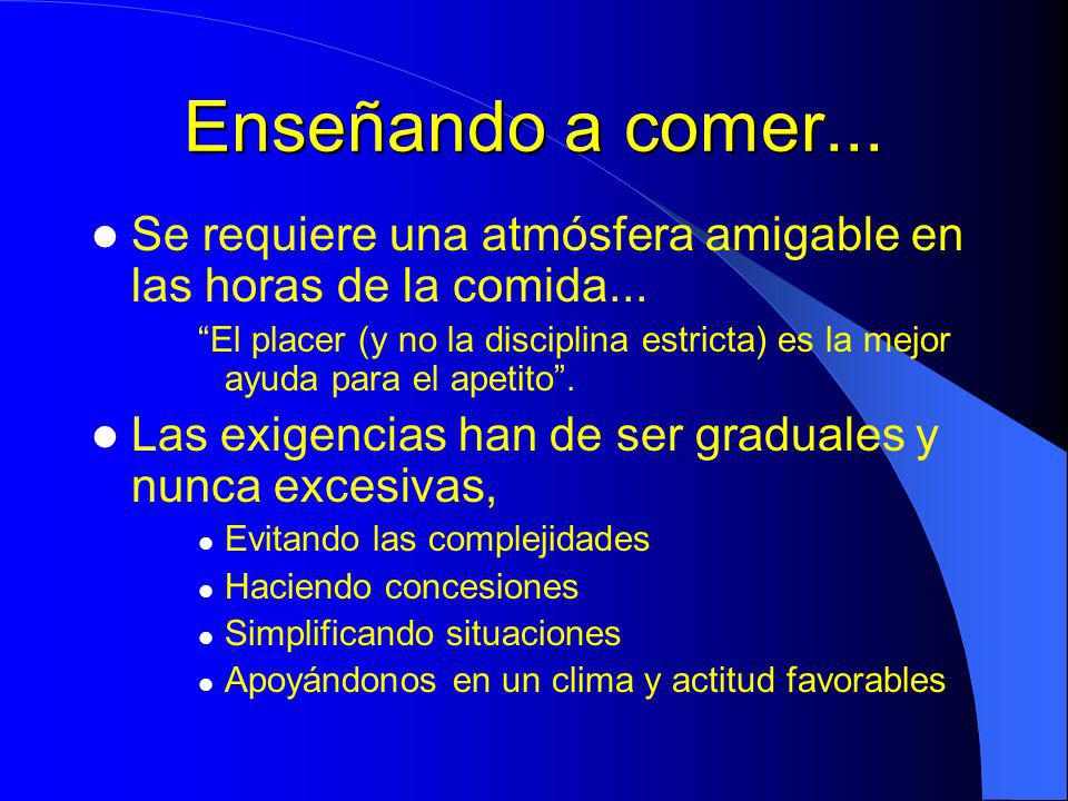 Enseñando a comer... Se requiere una atmósfera amigable en las horas de la comida...