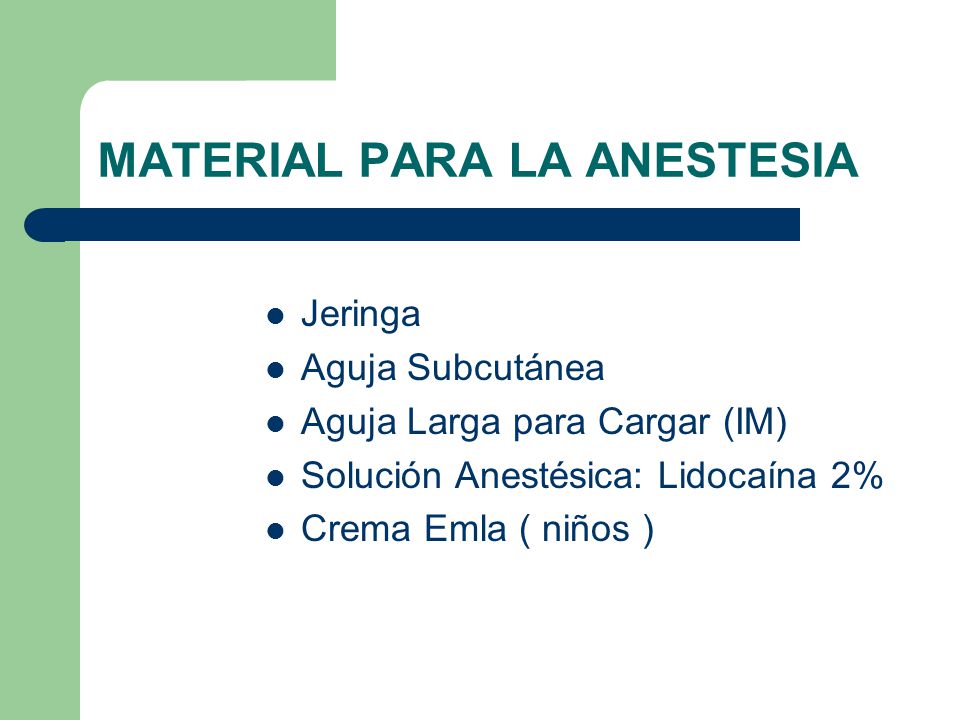 MATERIAL PARA LA ANESTESIA