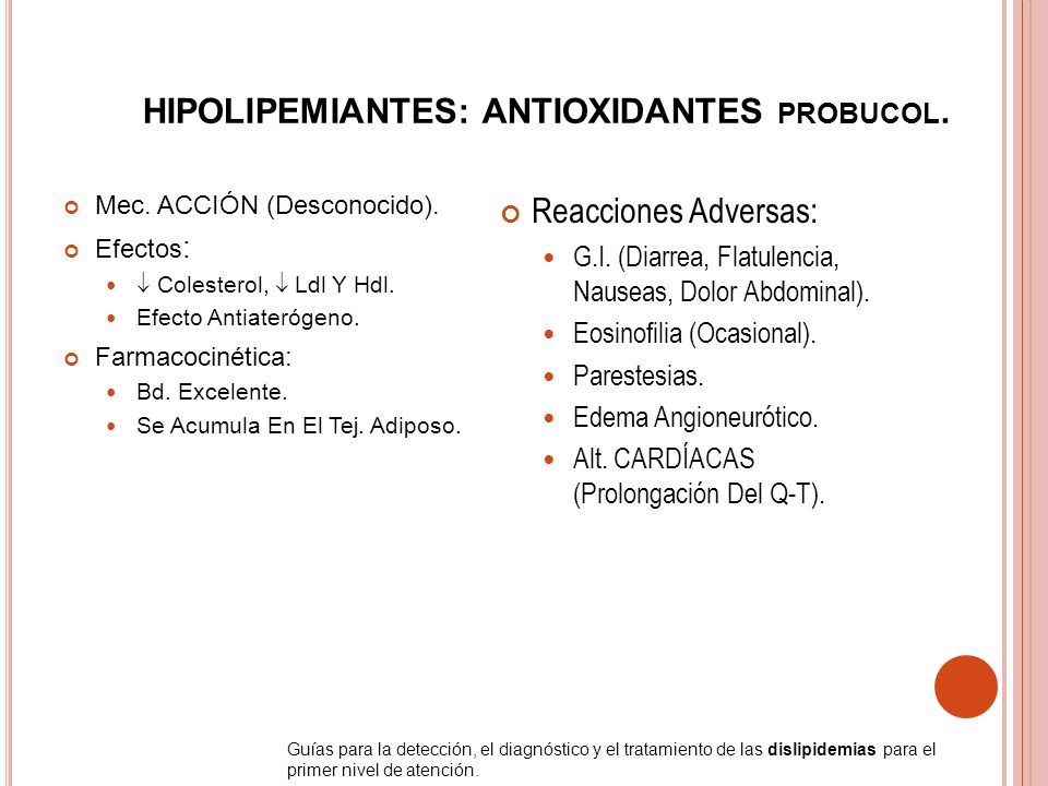 HIPOLIPEMIANTES: ANTIOXIDANTES probucol.