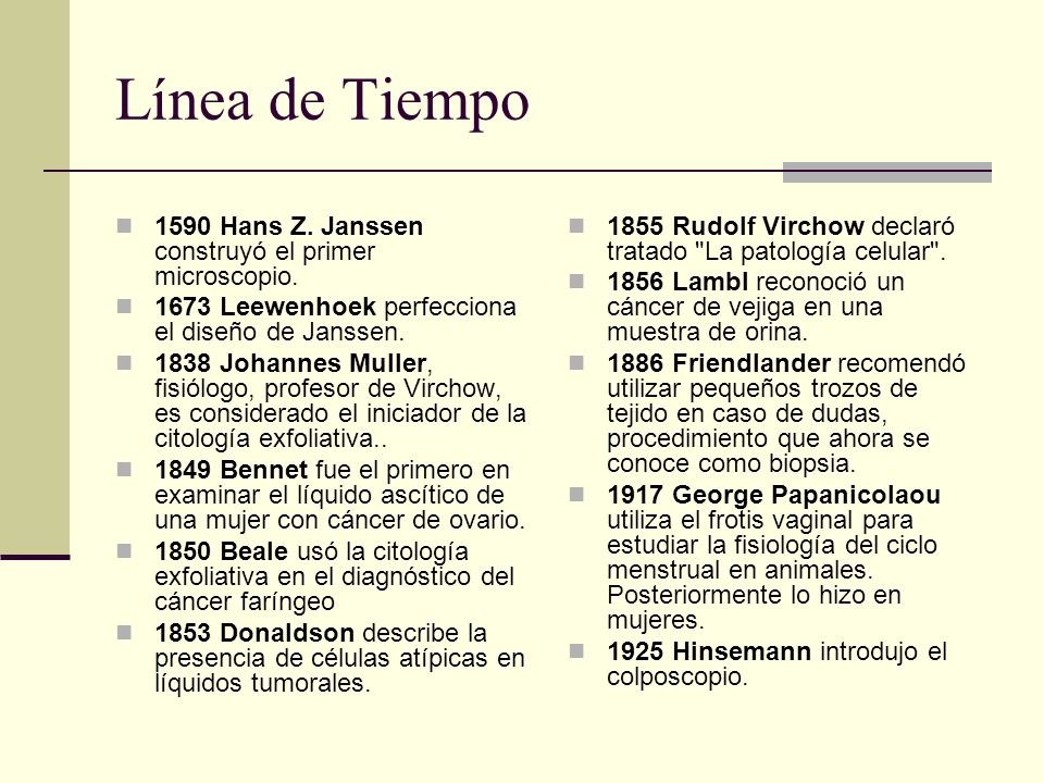Línea de Tiempo 1590 Hans Z. Janssen construyó el primer microscopio.