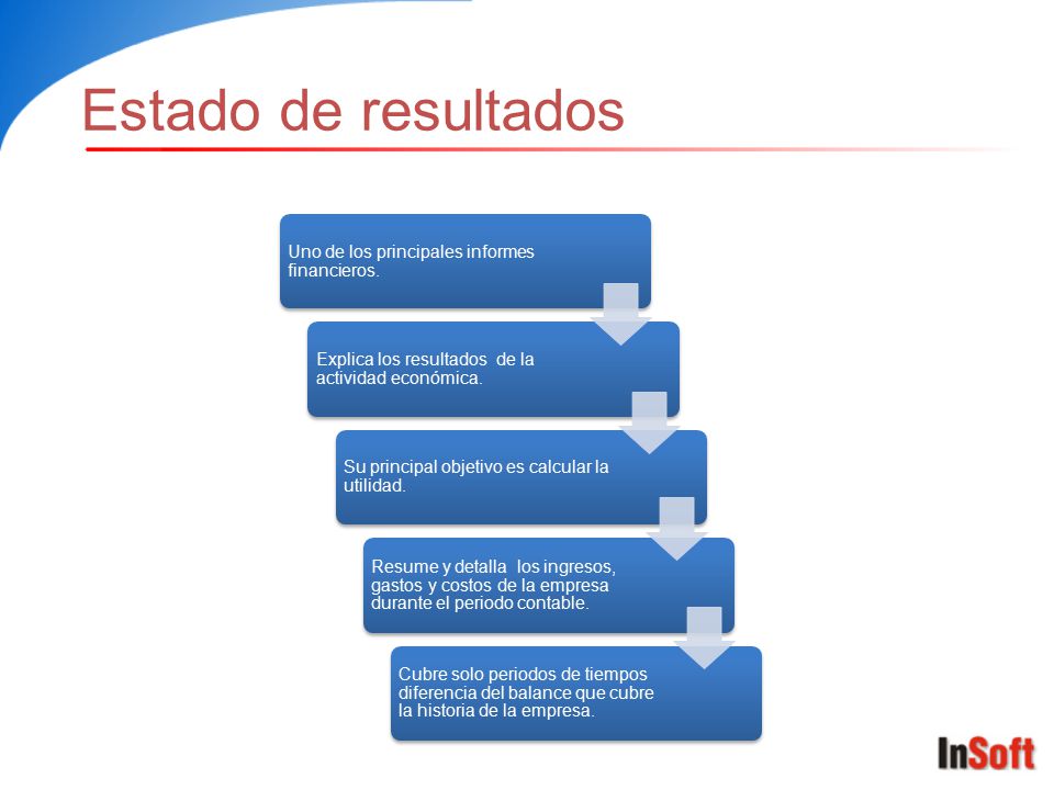 Estado de resultados Uno de los principales informes financieros.