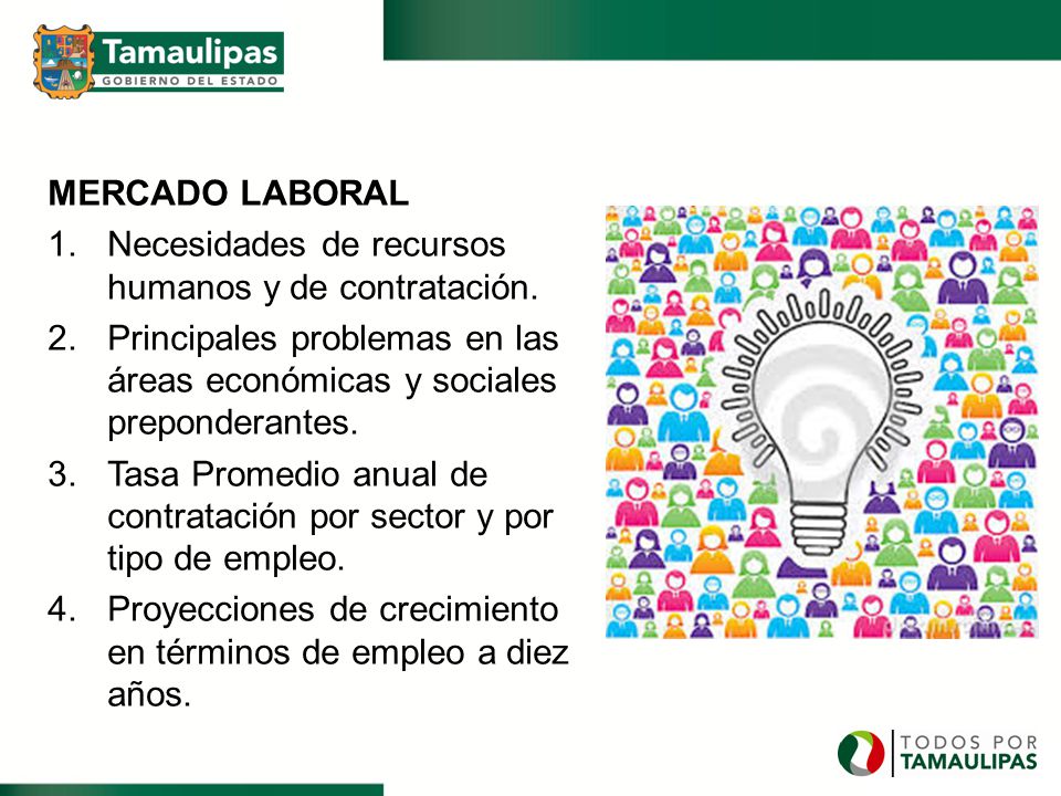 MERCADO LABORAL Necesidades de recursos humanos y de contratación. Principales problemas en las áreas económicas y sociales preponderantes.