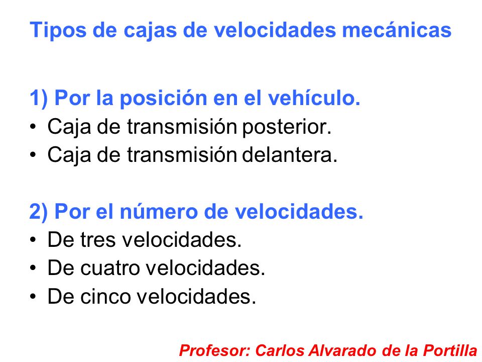 Tipos de cajas de velocidades mecánicas