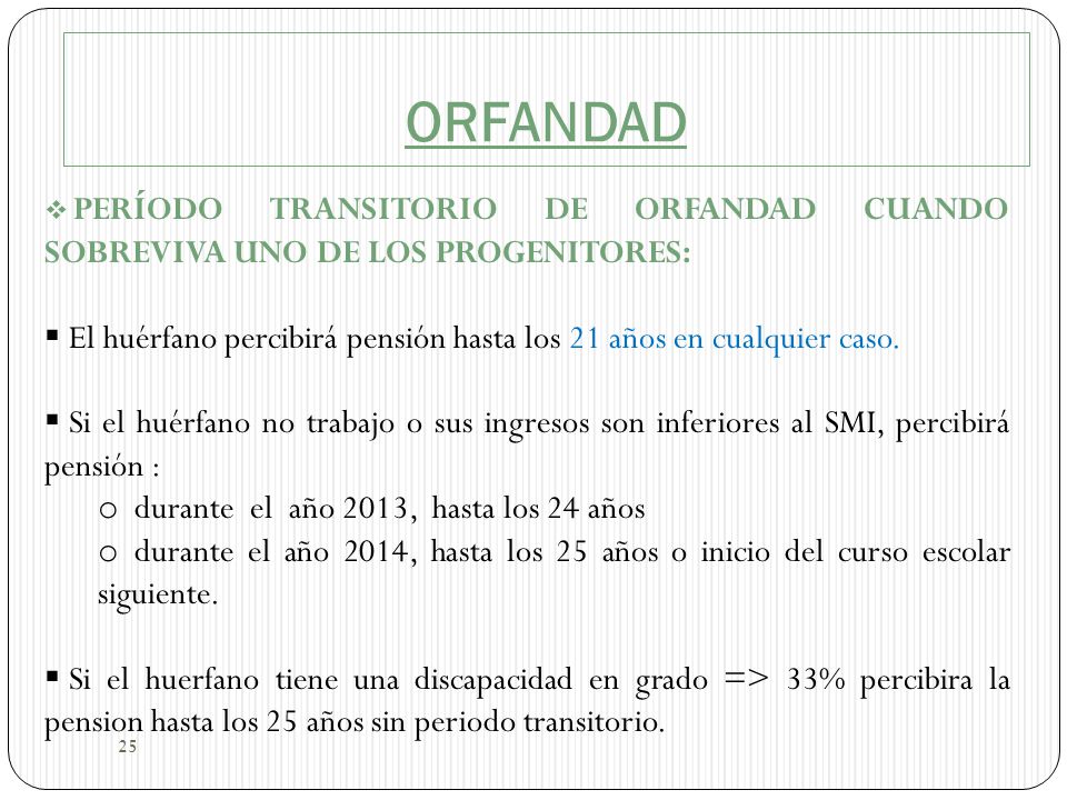 ORFANDAD PERÍODO TRANSITORIO DE ORFANDAD CUANDO SOBREVIVA UNO DE LOS PROGENITORES: