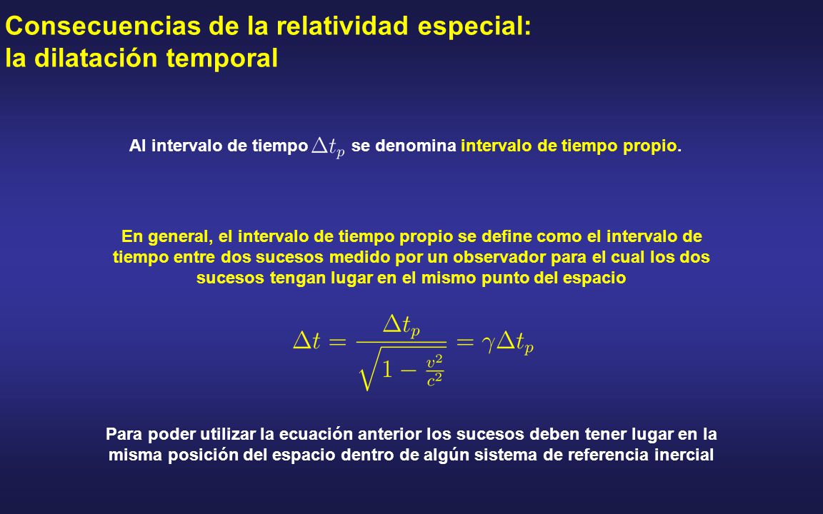 Al intervalo de tiempo se denomina intervalo de tiempo propio.