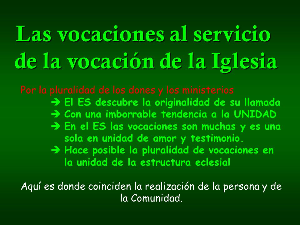 Las vocaciones al servicio de la vocación de la Iglesia