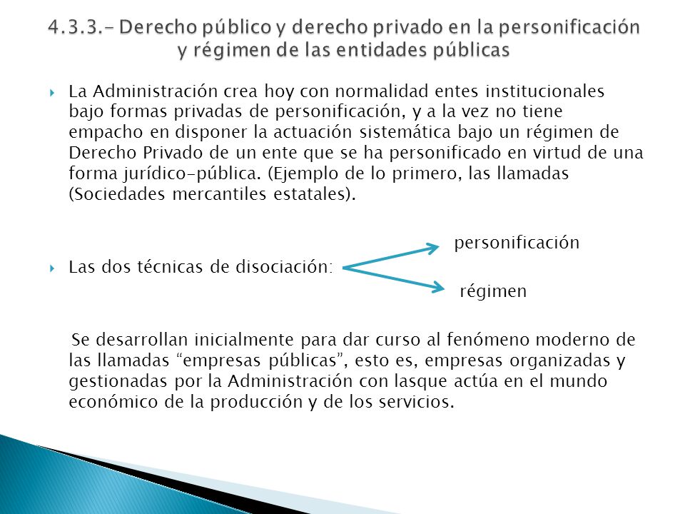 Derecho público y derecho privado en la personificación y régimen de las entidades públicas