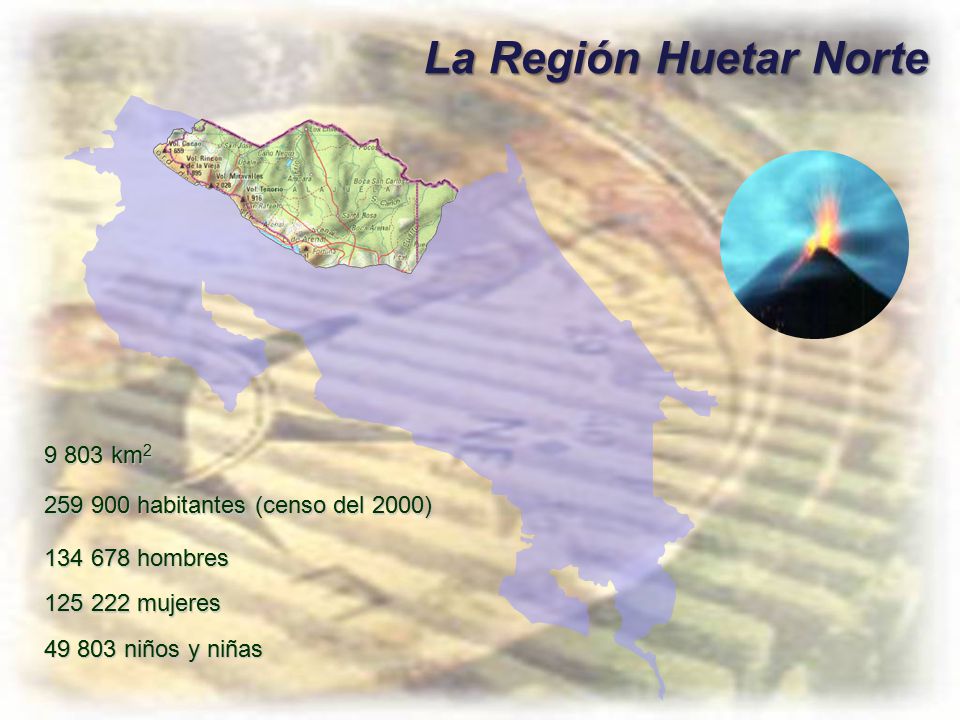 La Región Huetar Norte km habitantes (censo del 2000)