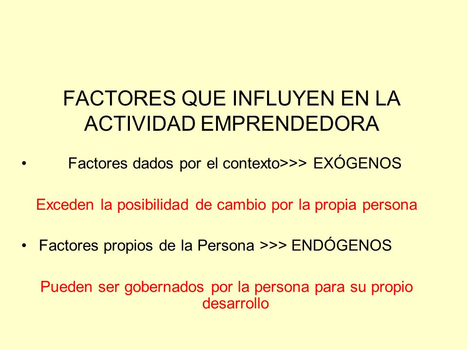 FACTORES QUE INFLUYEN EN LA ACTIVIDAD EMPRENDEDORA
