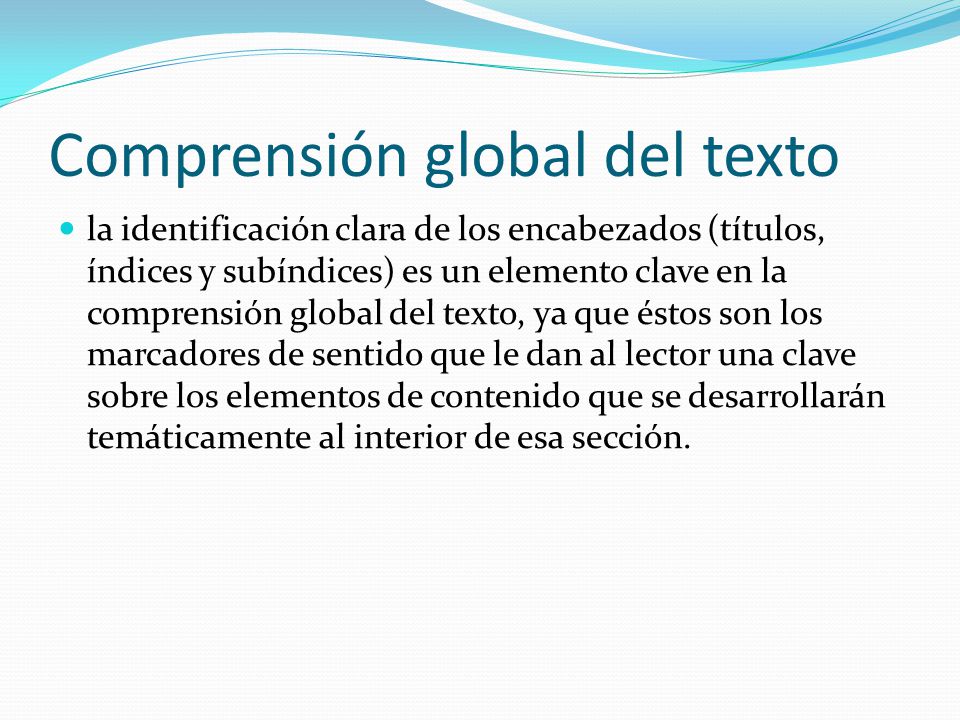 Comprensión global del texto