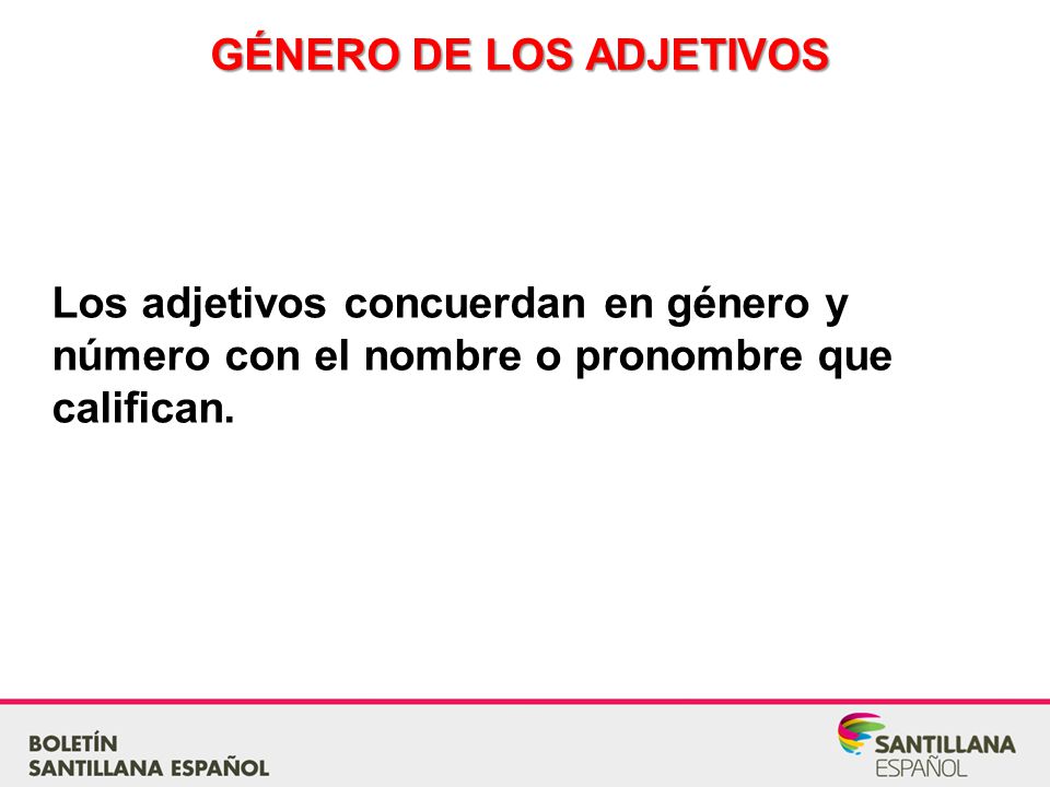 GÉNERO DE LOS ADJETIVOS