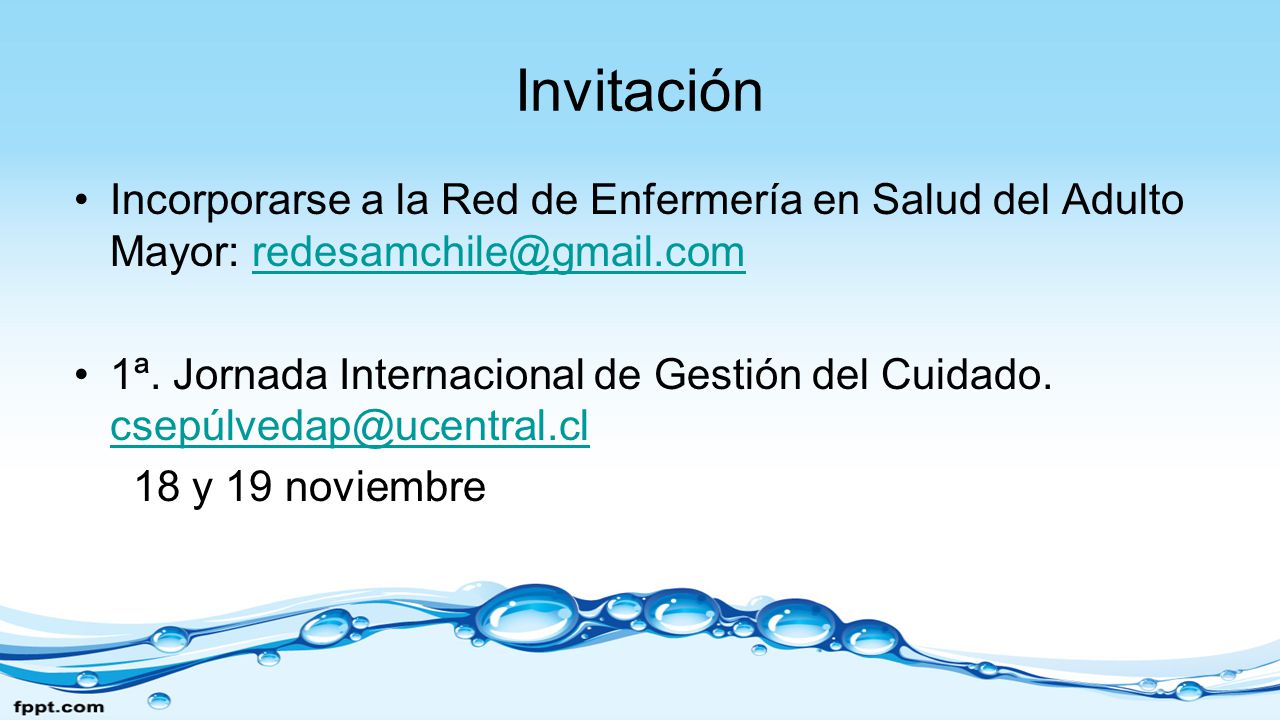 Invitación Incorporarse a la Red de Enfermería en Salud del Adulto Mayor: