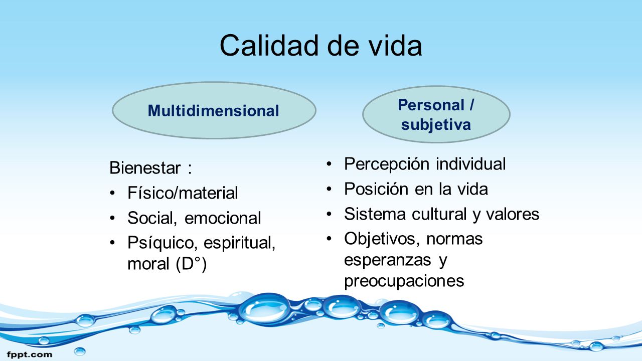 Calidad de vida Percepción individual Bienestar : Posición en la vida