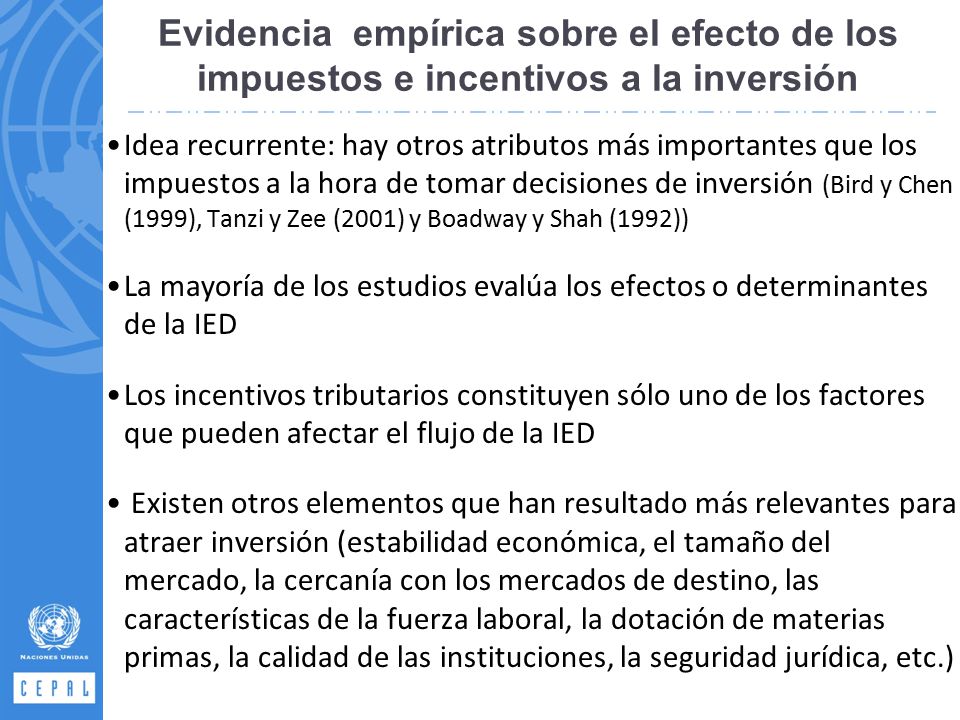 Evidencia empírica sobre el efecto de los impuestos e incentivos a la inversión