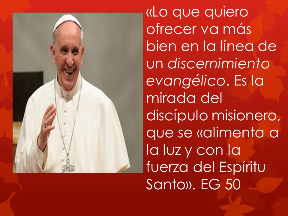 «Lo que quiero ofrecer va más bien en la línea de un discernimiento evangélico.