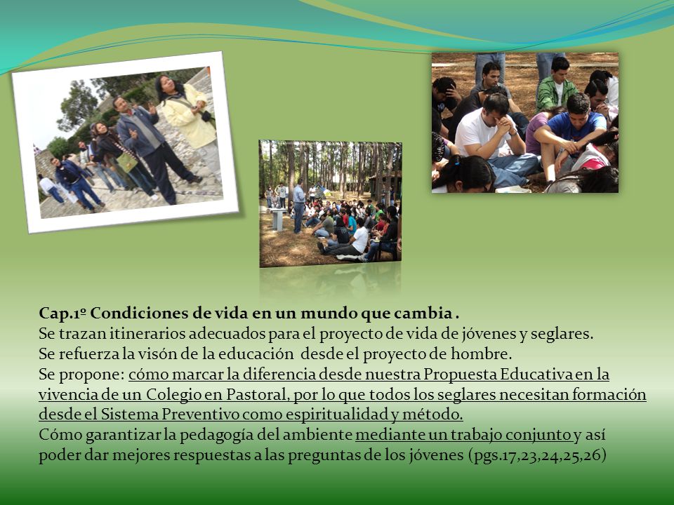 Cap.1º Condiciones de vida en un mundo que cambia .