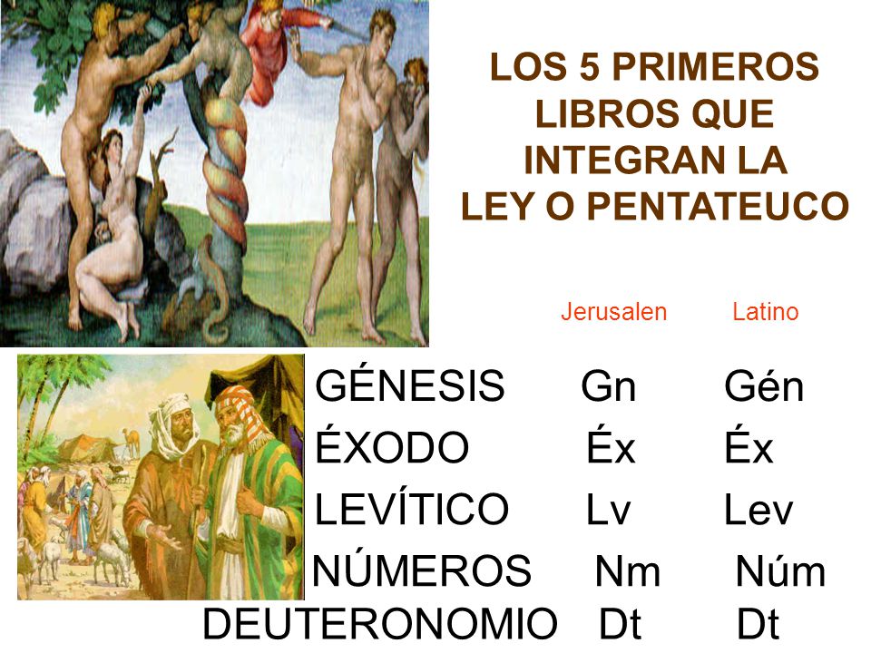 LOS 5 PRIMEROS LIBROS QUE INTEGRAN LA LEY O PENTATEUCO
