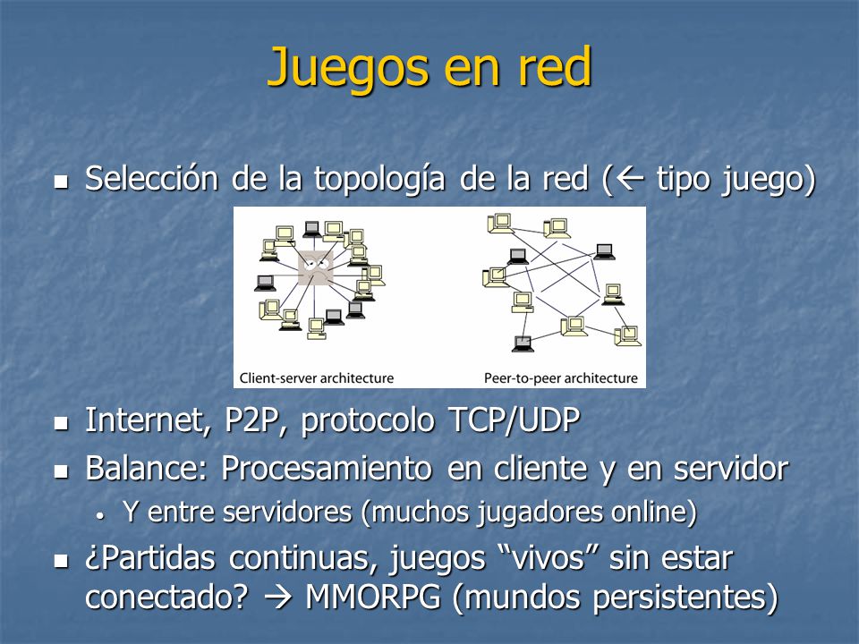 Juegos en red Selección de la topología de la red ( tipo juego)