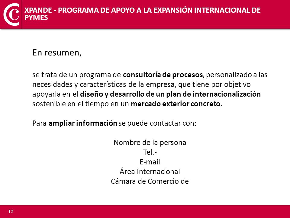XPANDE - PROGRAMA DE APOYO A LA EXPANSIÓN INTERNACIONAL DE PYMES