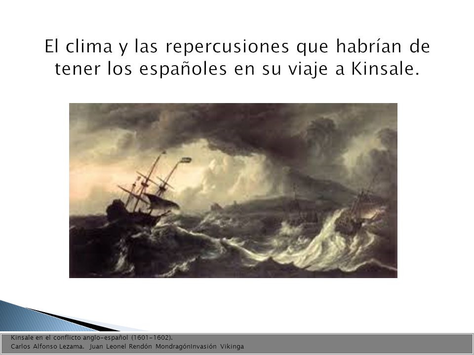 El clima y las repercusiones que habrían de tener los españoles en su viaje a Kinsale.