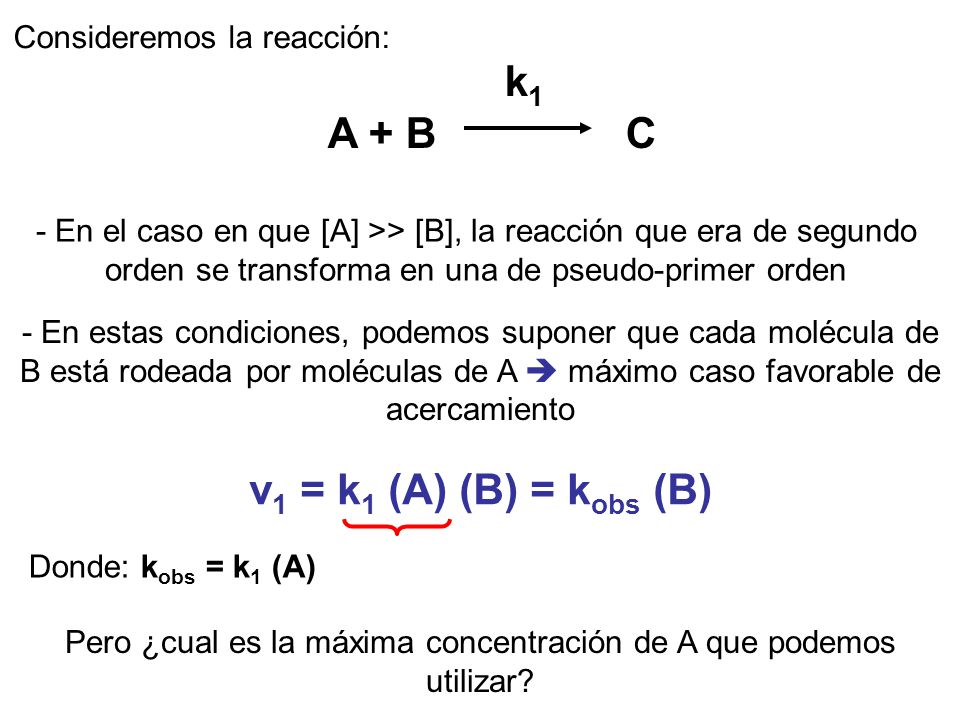 Pero ¿cual es la máxima concentración de A que podemos utilizar