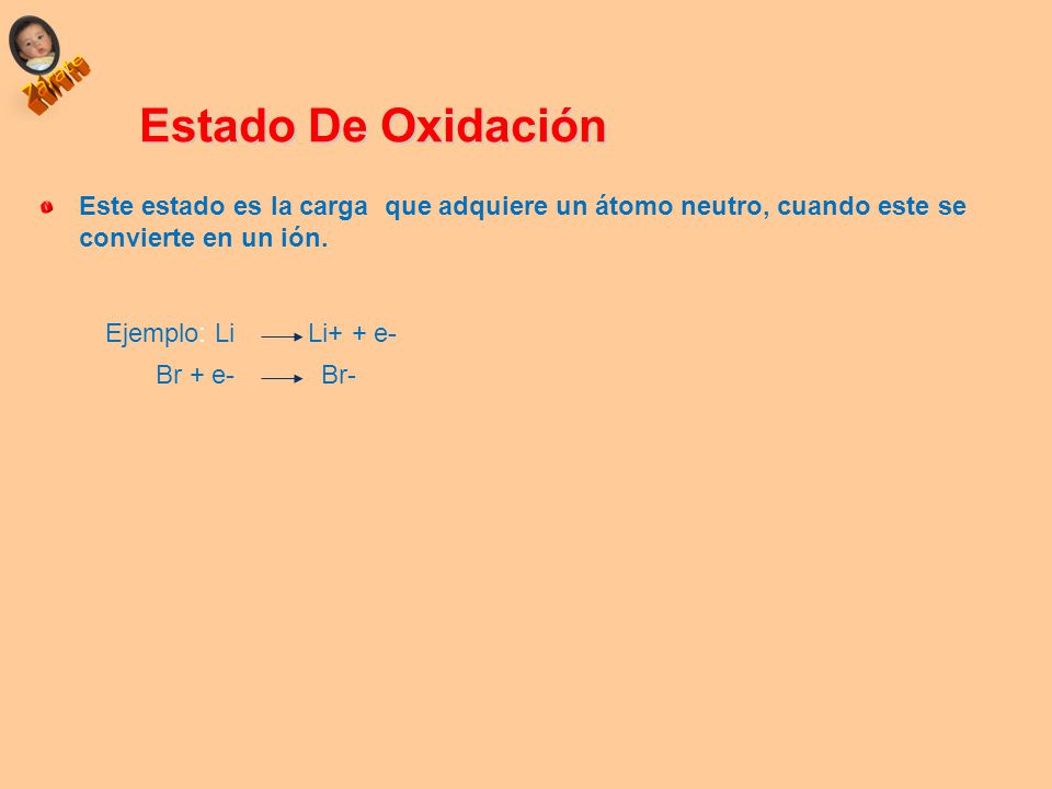 Estado De Oxidación Este estado es la carga que adquiere un átomo neutro, cuando este se convierte en un ión.