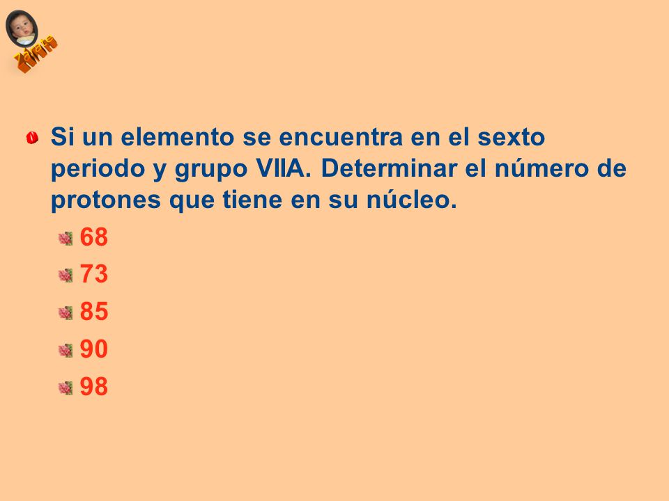 Si un elemento se encuentra en el sexto periodo y grupo VIIA