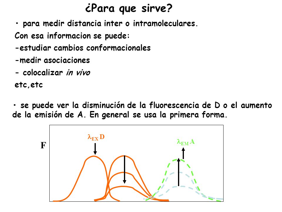 ¿Para que sirve F • para medir distancia inter o intramoleculares.