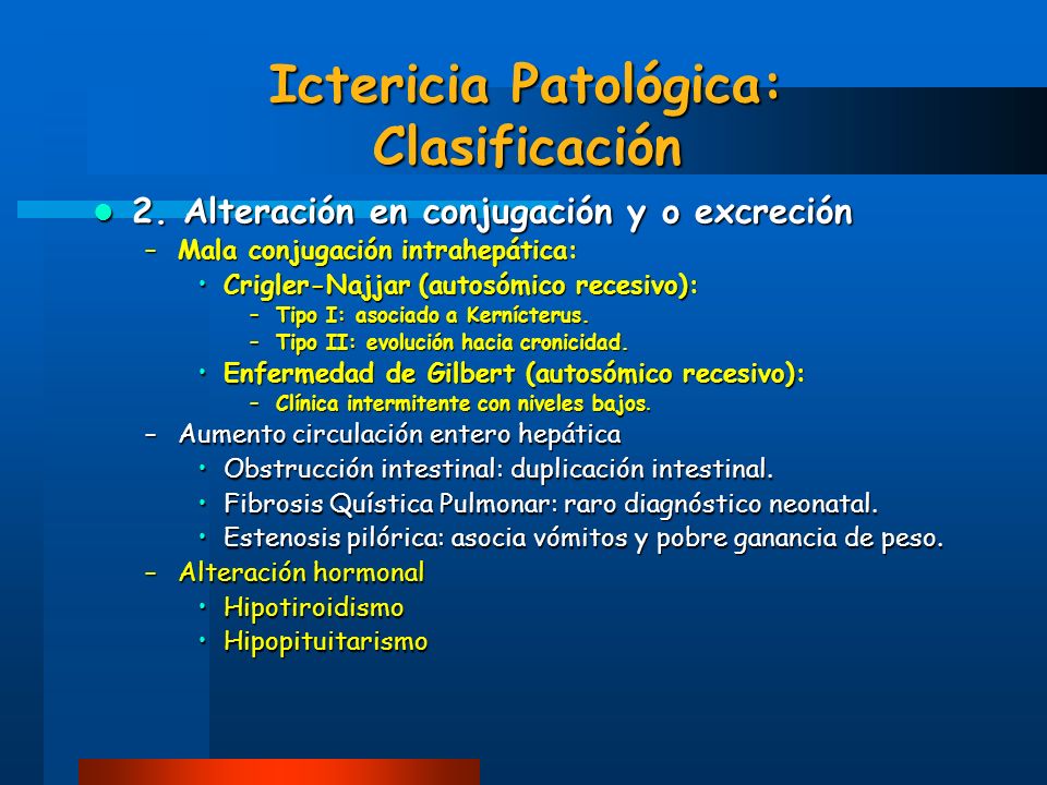 Ictericia Patológica: Clasificación