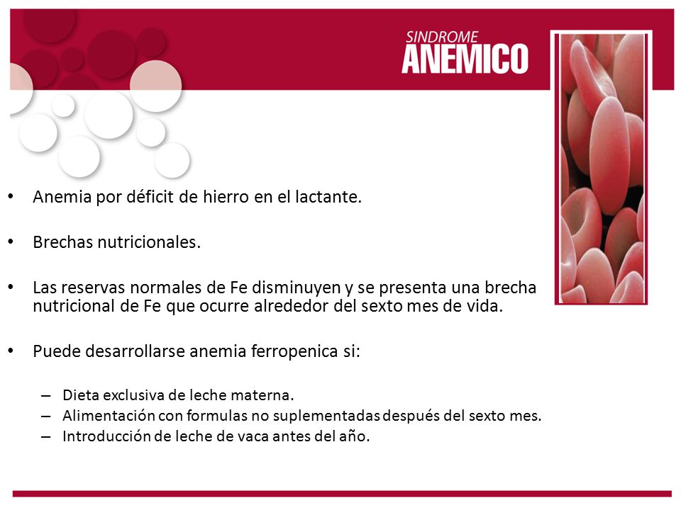 Anemia por déficit de hierro en el lactante. Brechas nutricionales.