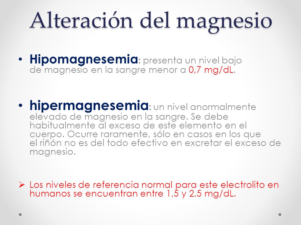 Alteración del magnesio
