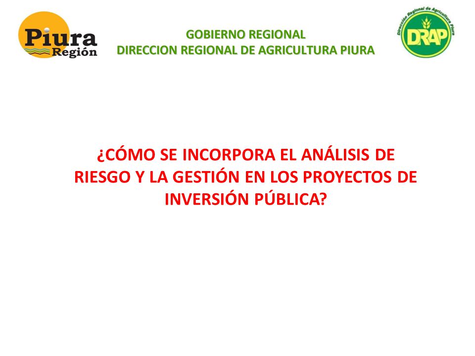 ¿CÓMO SE INCORPORA EL ANÁLISIS DE RIESGO Y LA GESTIÓN EN LOS PROYECTOS DE INVERSIÓN PÚBLICA