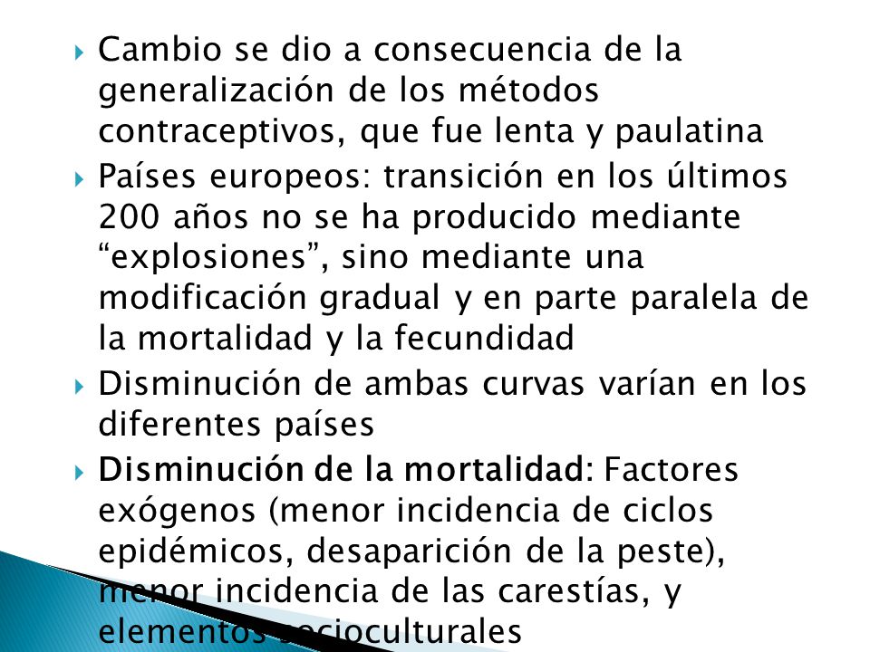 Disminución de ambas curvas varían en los diferentes países