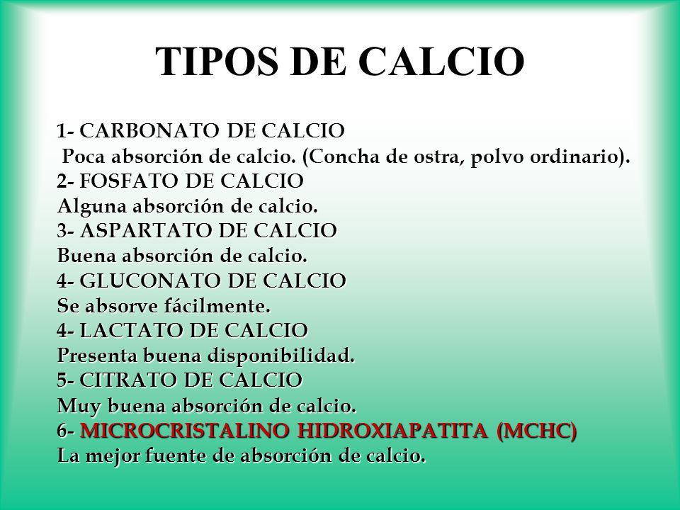 TIPOS DE CALCIO 1- CARBONATO DE CALCIO