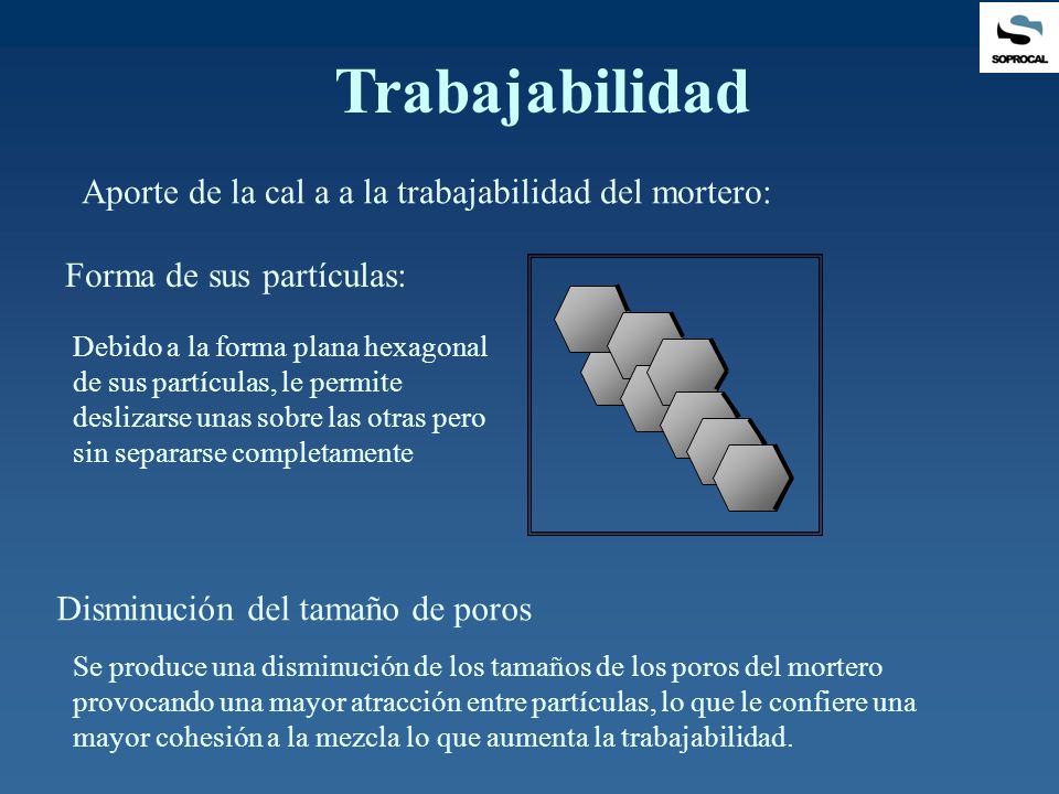 Trabajabilidad Aporte de la cal a a la trabajabilidad del mortero: