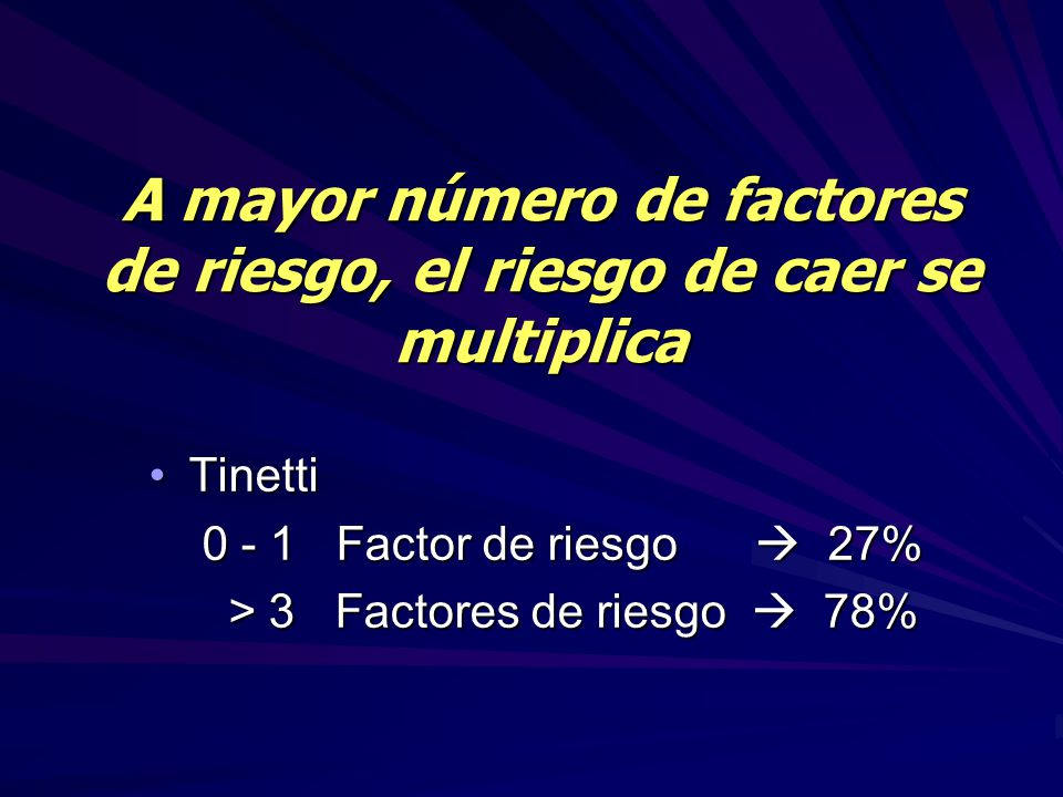 A mayor número de factores de riesgo, el riesgo de caer se multiplica