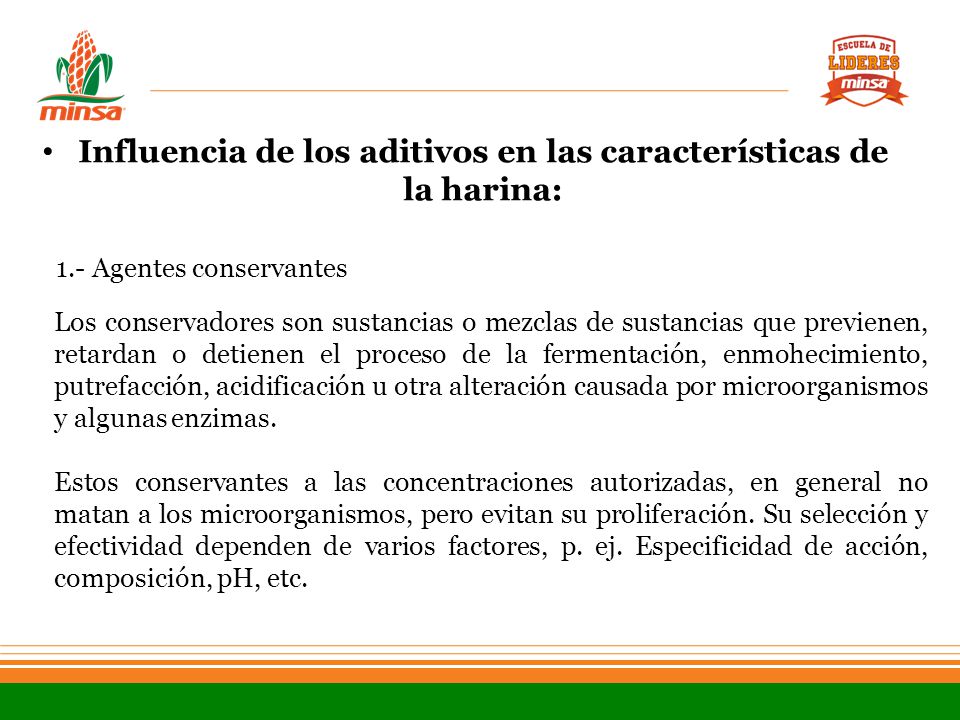 Influencia de los aditivos en las características de la harina: