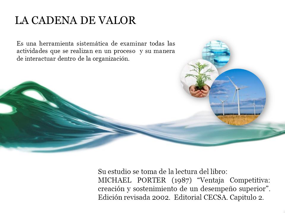 LA CADENA DE VALOR Su estudio se toma de la lectura del libro: